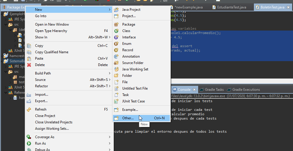 Habilitando una nueva clase de JUnit para correr todas las clases de prueba en una sola ejecución a través de JUnit test Suite