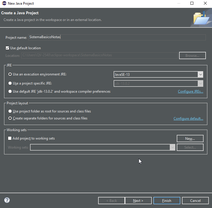 Instrucciones para la creación de un nuevo proyecto Java