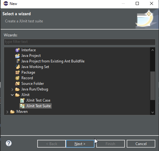 Selección de JUnit test Suite