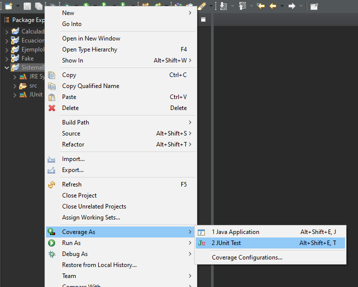 Ejecución de eclemma en el proyecto sistemaBasicoNotas