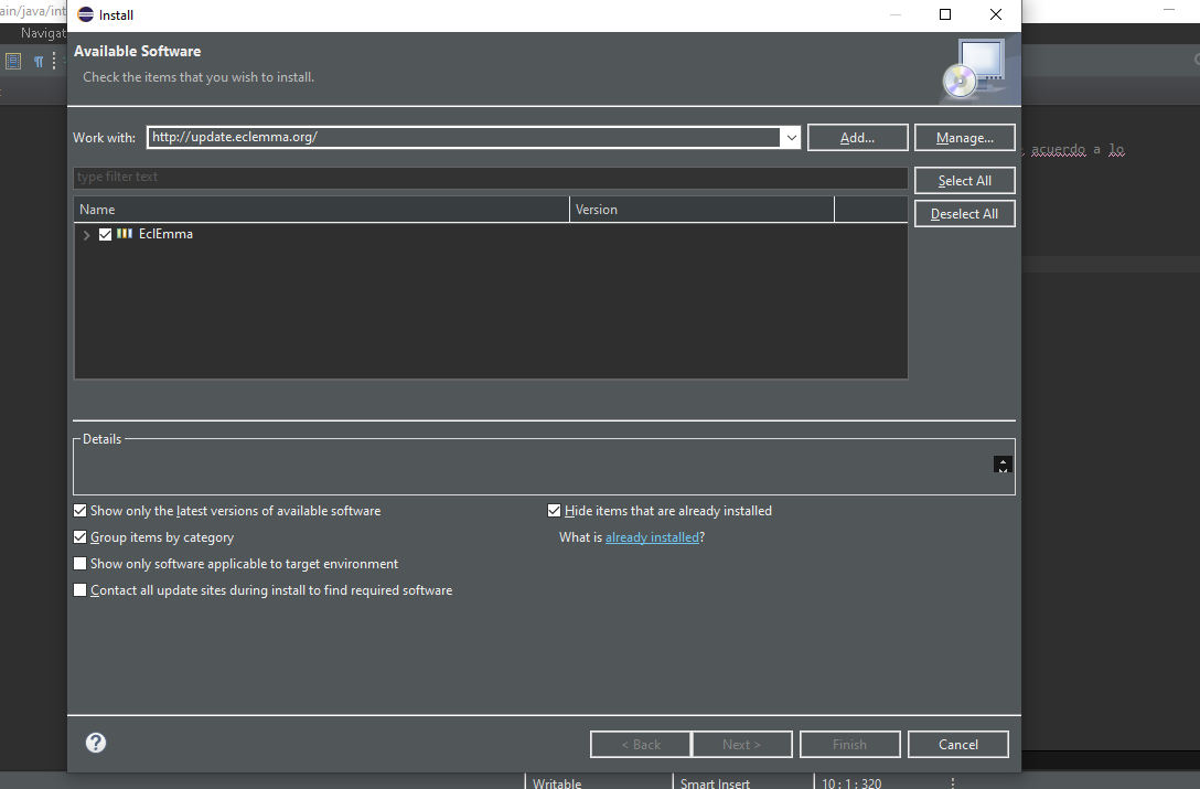 Instalación de Eclemma