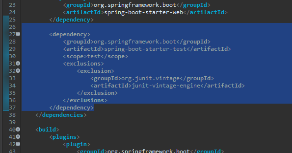 pom spring con starter de test