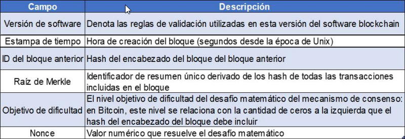 Metadata en los encabezados de bloques. Información adaptada de (Murray, 2019).
