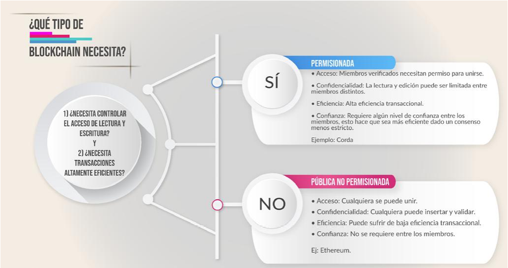  ¿Qué tipo de Blockchain necesita? Información adaptada de (Aseev, 2020).